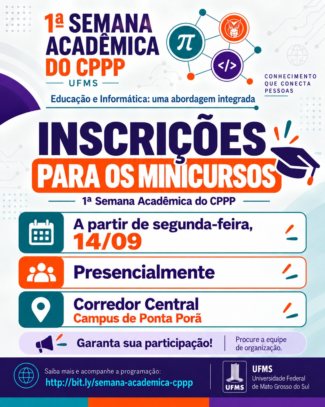 1ª Semana Acadêmica do CPPP - inscrições para os minicursos